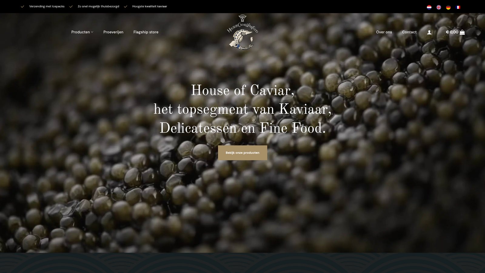 Screenshot van de website houseofcaviar.nl