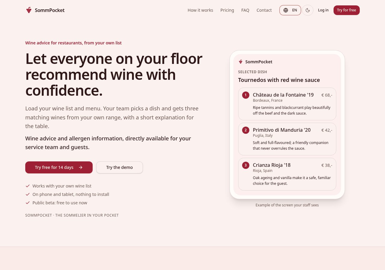 SommPocket interface