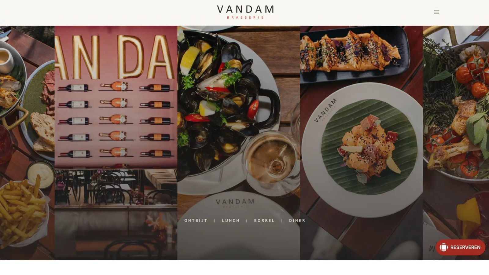 Screenshot van de website vandambrasserie.nl
