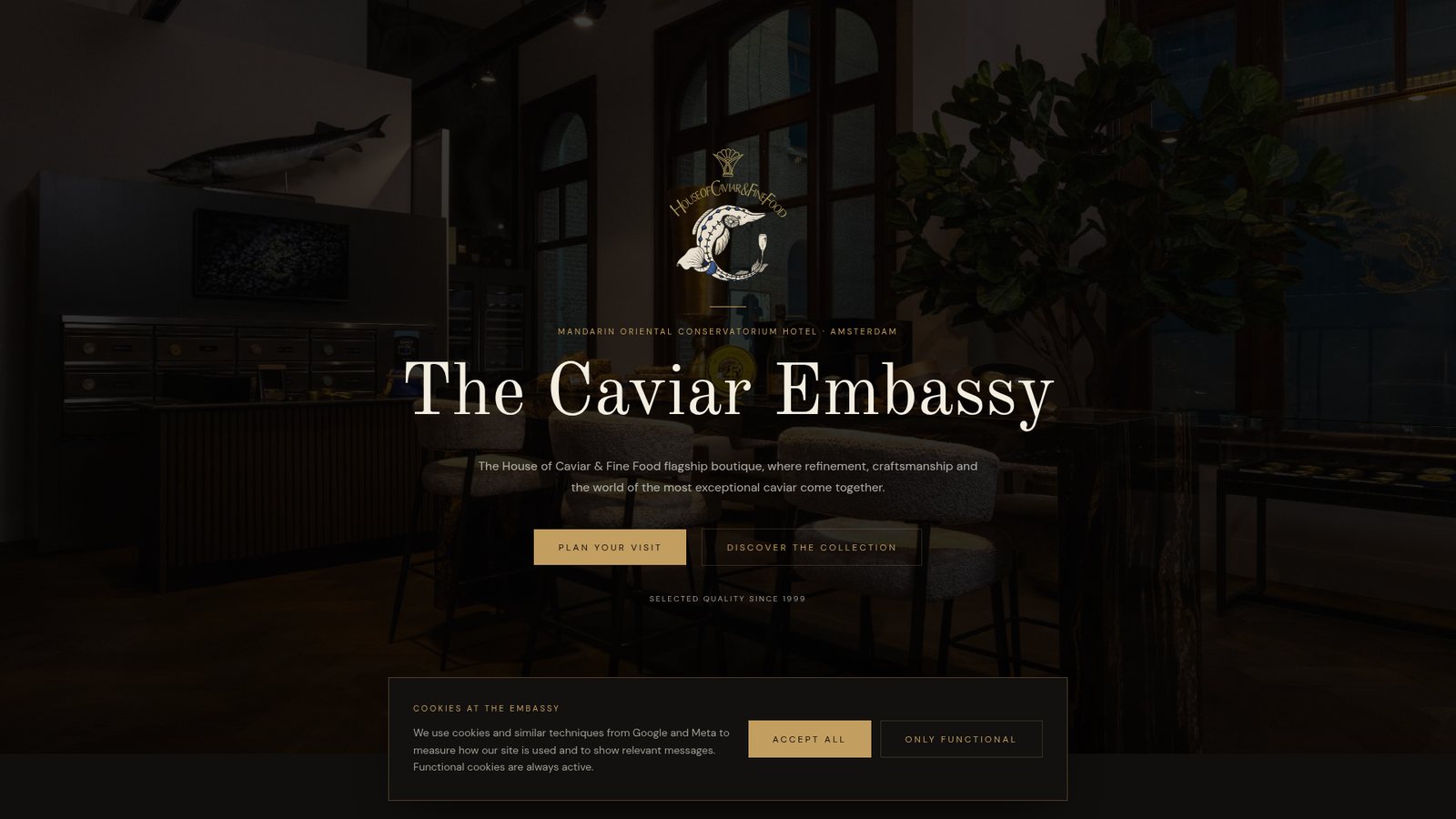 Screenshot van de website caviarembassy.com