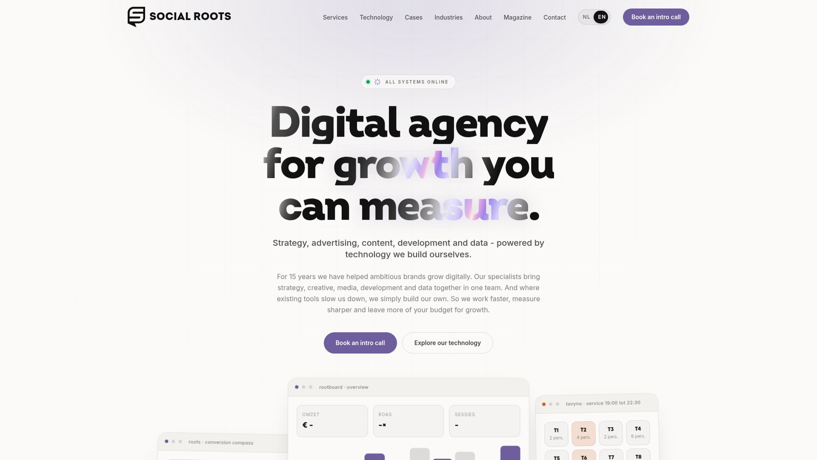 Screenshot van de website socialroots.nl